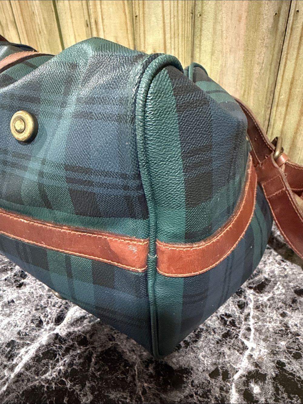 Polo by Ralph Lauren Green & Black Plaid Leather-Trim Duffel - Picture 10 of 14